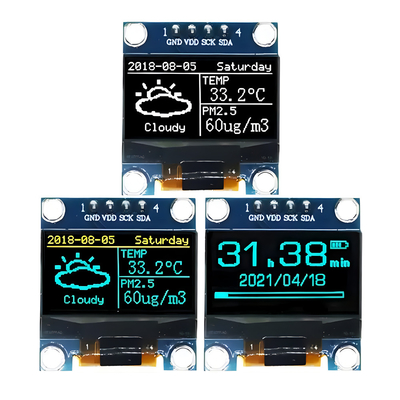 0.96 Zoll OLED-Display mit 4-Pin-I2C-Steuerplatte Weiß/Blau/Gelb-Blau