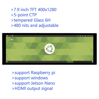 7.9 Zoll Bar Typ IPS Kapazitiv Touch TFT Monitor mit HDMI-Ausgang für Raspberry Pi 4 Windows os 400x1280 Auflösung