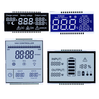 Kundenspezifisches VA-Segment-LCD-Display 12:00 Betrachtungsrichtung Duty/Bias 1/4 Duty Ultra-Low 2μA Verbrauch -20°C bis 70°C Betrieb