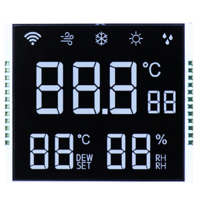 Kundenspezifisches VA-Segment-LCD-Display 12:00 Betrachtungsrichtung Duty/Bias 1/4 Duty Ultra-Low 2μA Verbrauch -20°C bis 70°C Betrieb